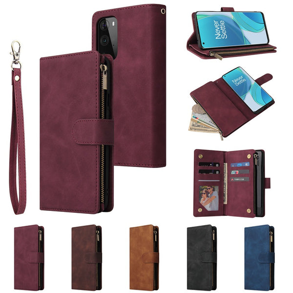 Multi-card zipper bag wallet leather case For One plus