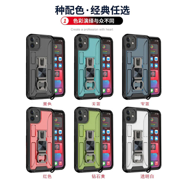 Hybrid Military Full-body Shockproof Car Magnetic Beer Opener Case for iPhone 6-14 Pro Max