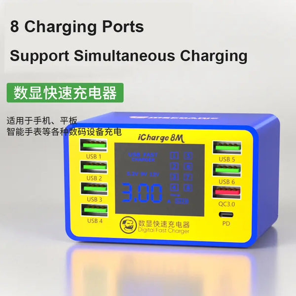 Newest MECHANIC i-CHARGE 8M USB Multi Port Charger Quick Charge Intelligent For Mobile Phone