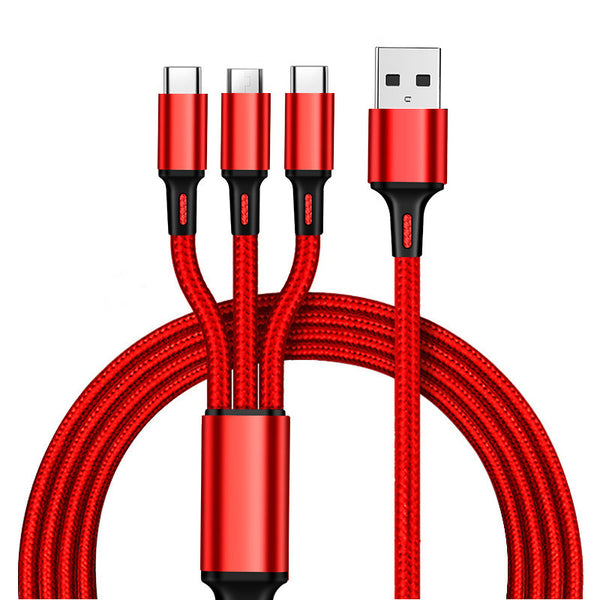 1.2M Nylon braided 3N1 USB fast charge cable
